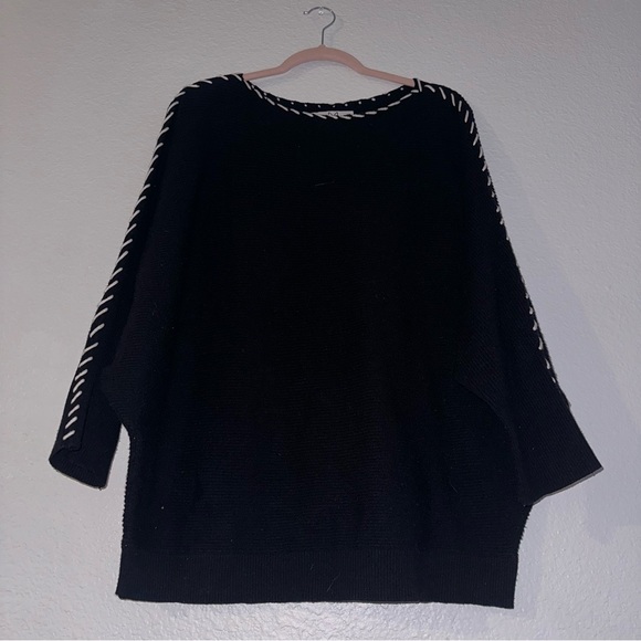 Womens Magaschoni Sweater Black color with White Trim Size 1X - Picture 4 of 9